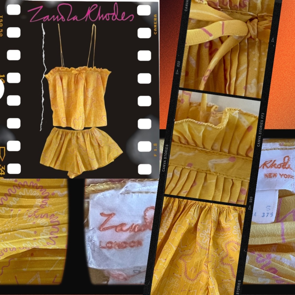 Rare Vintage 1970’s Zandra Rhodes Camisole and tap pants ( shorts) - pleated